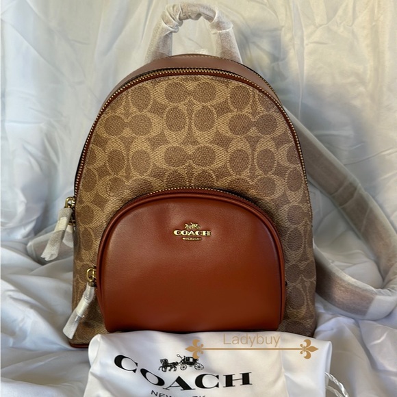 ❇️NWT Coach retail Carrie Backpack 23 In Signature Canvas - Picture 2 of 16